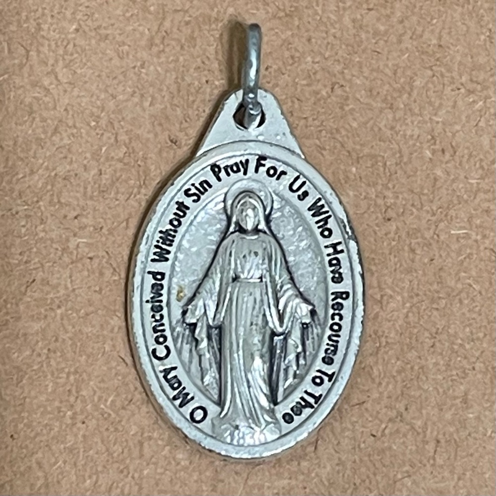 Blessed Virgin Mary Holy Catholic Miraculous Pendant Charm Marked 1830 Italy